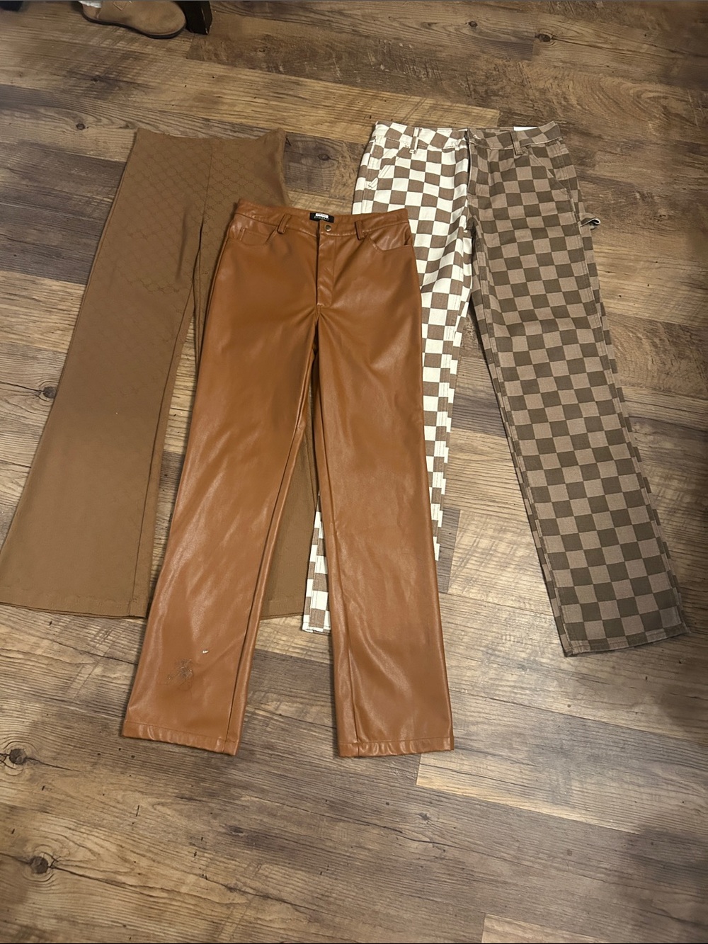 Retro Vintage Brown Faux Leather Pants bundle - Brown small/ 26/27